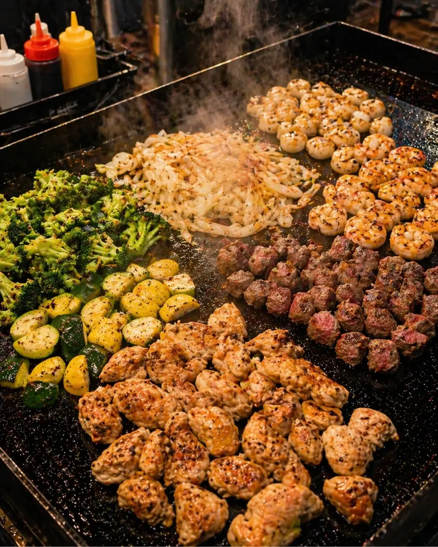 Fresh hibachi cooked on-site during a 30A stay