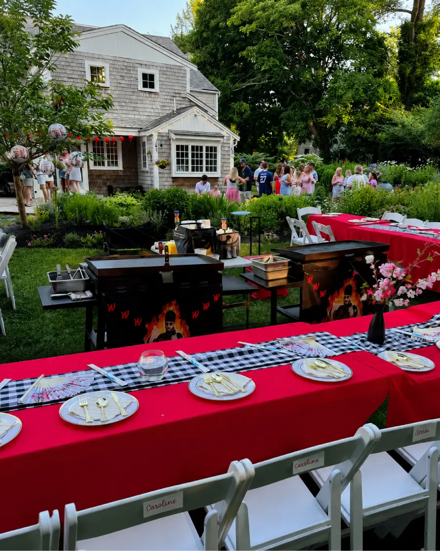 Backyard hibachi dinner setup in Coastal Georgia & South Carolina
