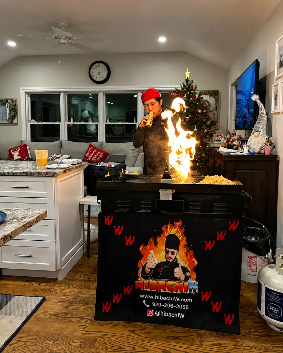 Hibachi chef cooking at home