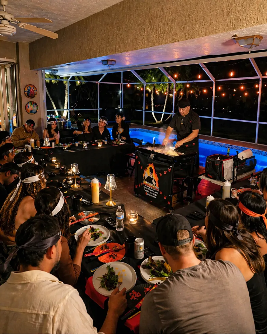 Fresh hibachi cooking at a 30A beach house