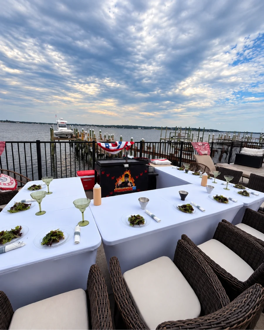 Waterfront hibachi at home dining setup across Finger Lakes