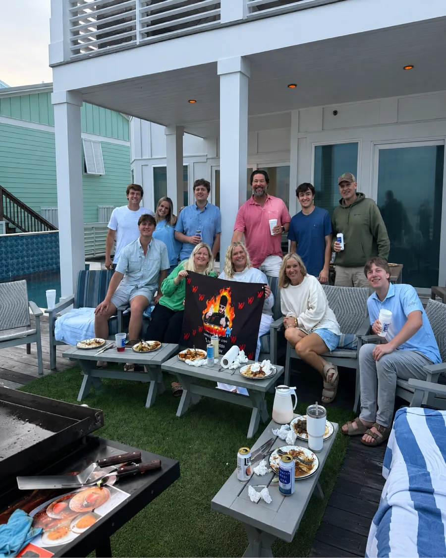 Guests enjoying hibachi at home at a vacation property in Princeton, NJ