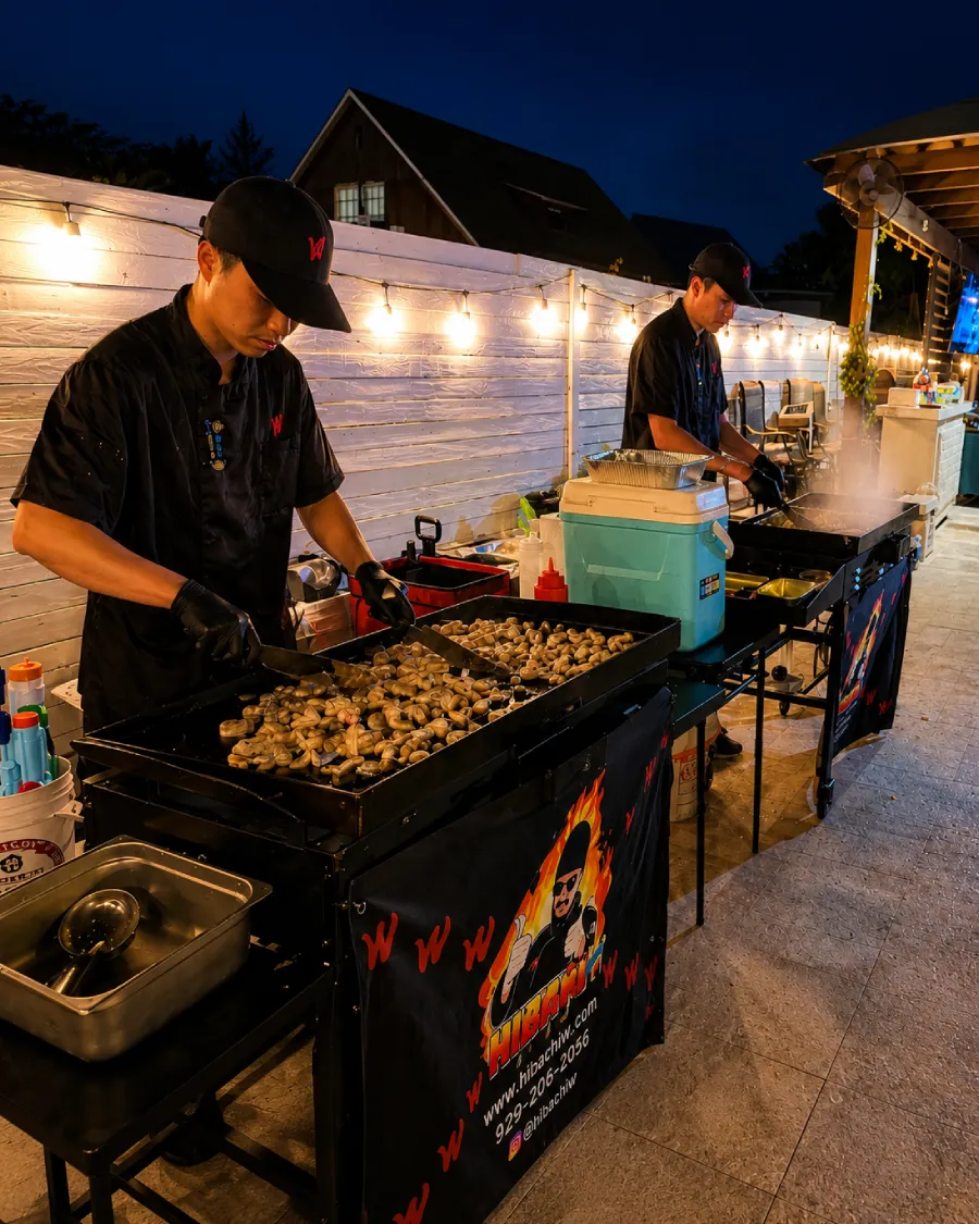 Private hibachi chef cooking outdoors across Tampa Bay Area