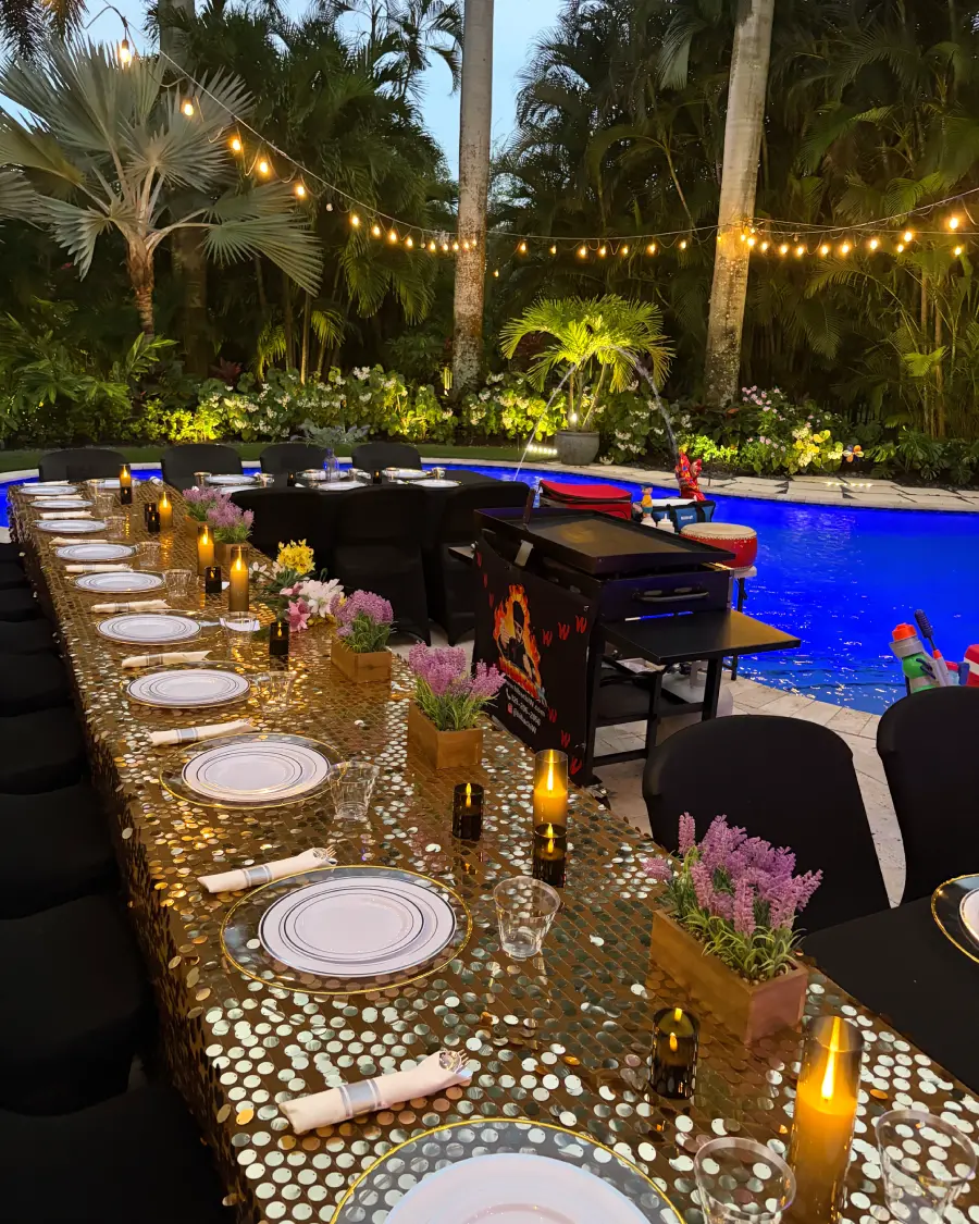Outdoor hibachi at home dining setup across Tampa Bay Area