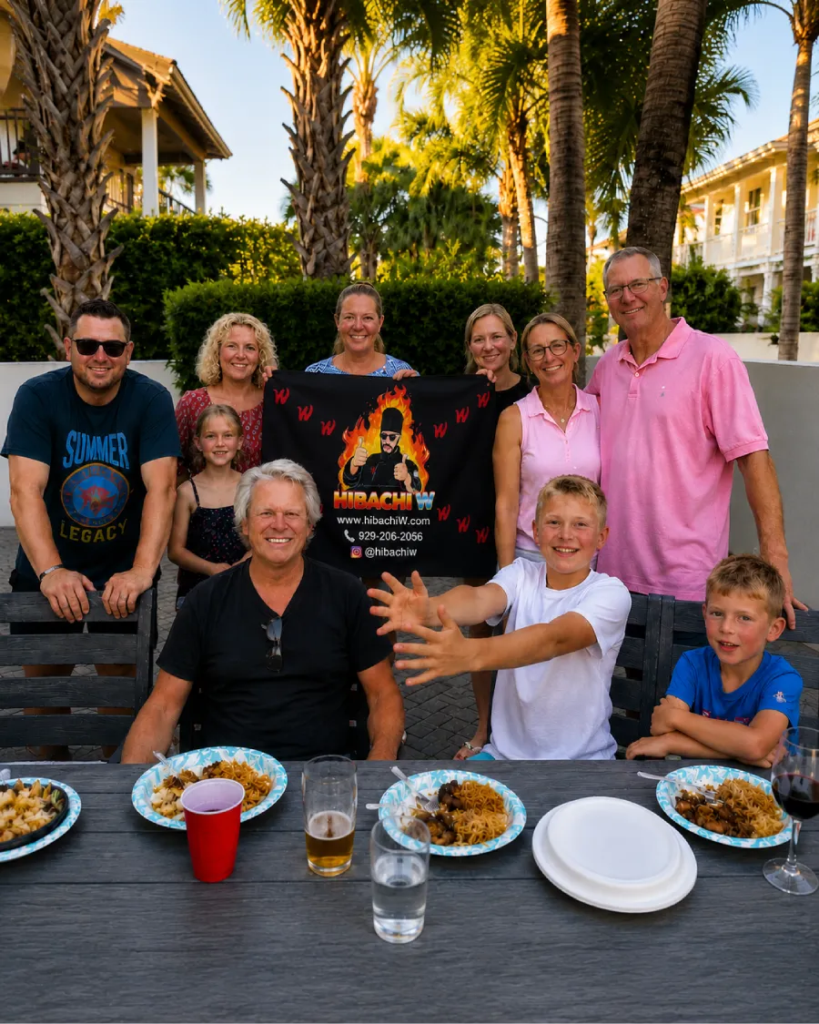 Family and guests gathering for hibachi at home across Tampa Bay Area