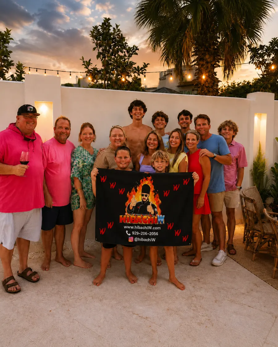 Family and guests gathering for hibachi at home across Tampa Bay Area