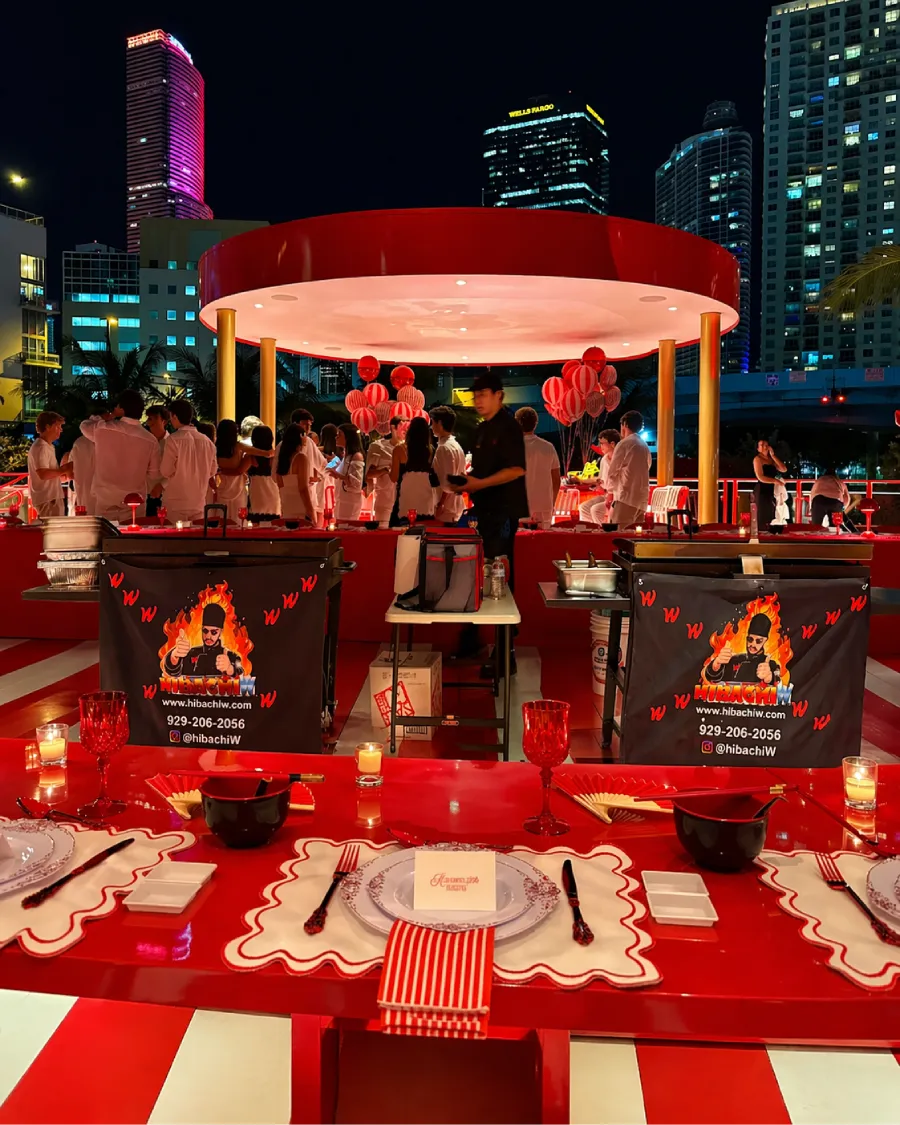Hibachi at home dining setup at a private urban space in Baltimore Metro