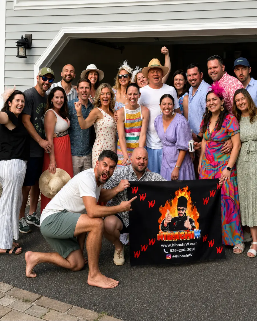 Guests gathering after a hibachi at home experience in Baltimore Metro