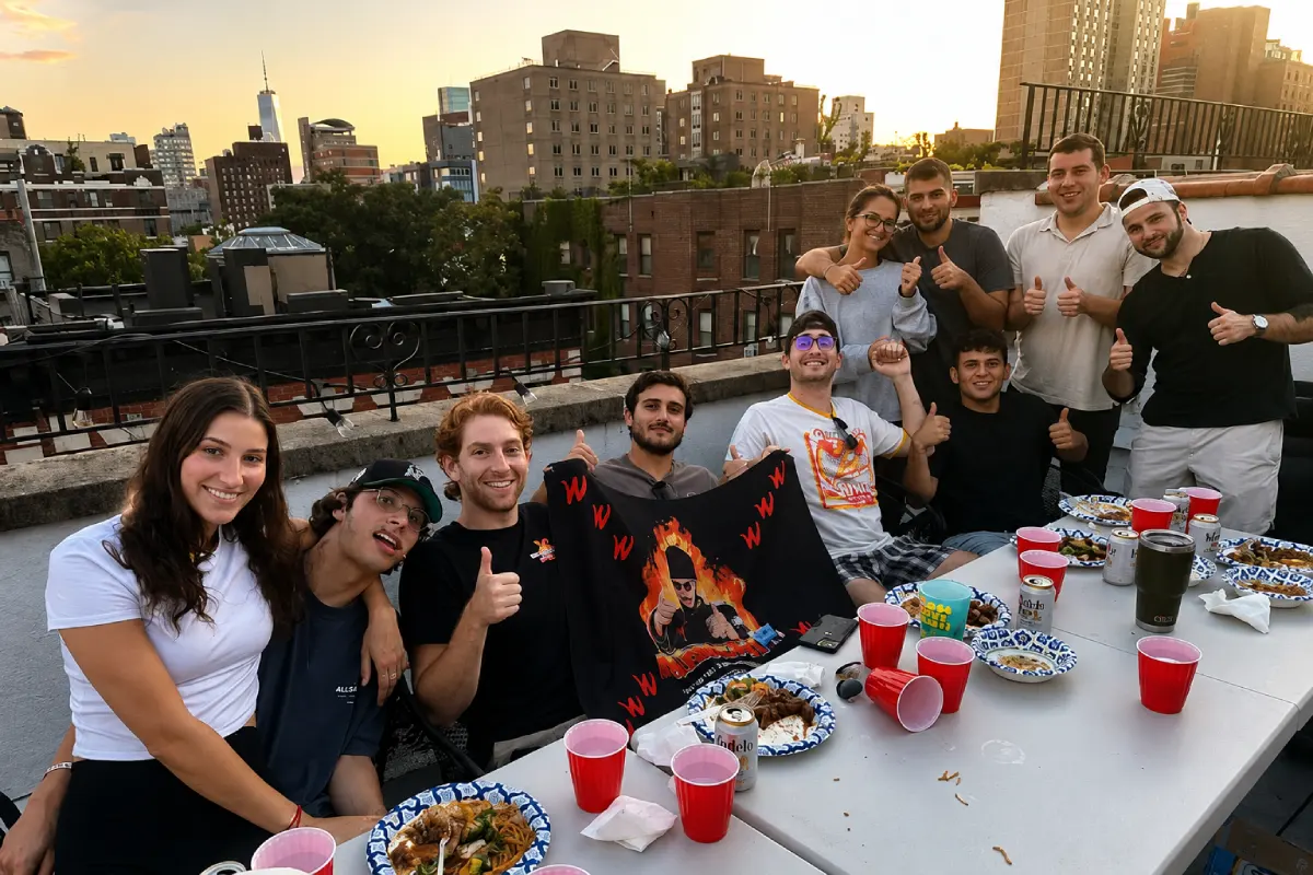 Rooftop hibachi group dinner at home in New York