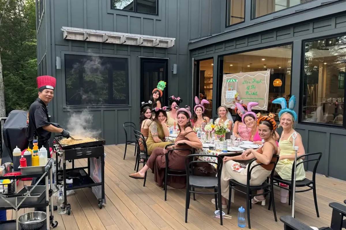 Private hibachi at home dinner setup for a group event in New Jersey