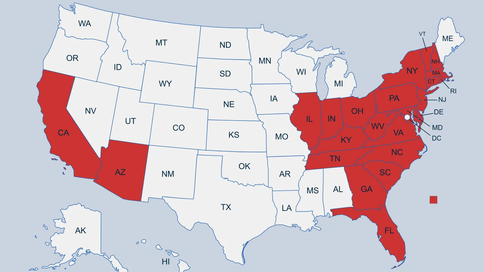Hibachi at home service areas across the United States