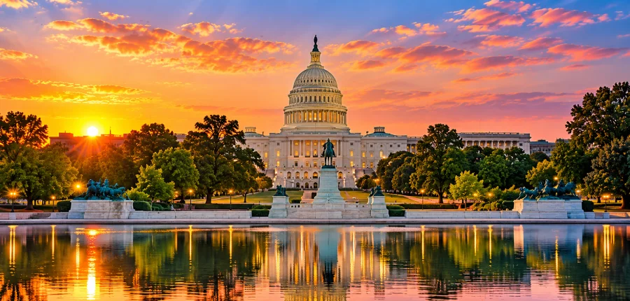 United States Capitol at sunset representing Hibachi W Northeast and Mid-Atlantic service areas